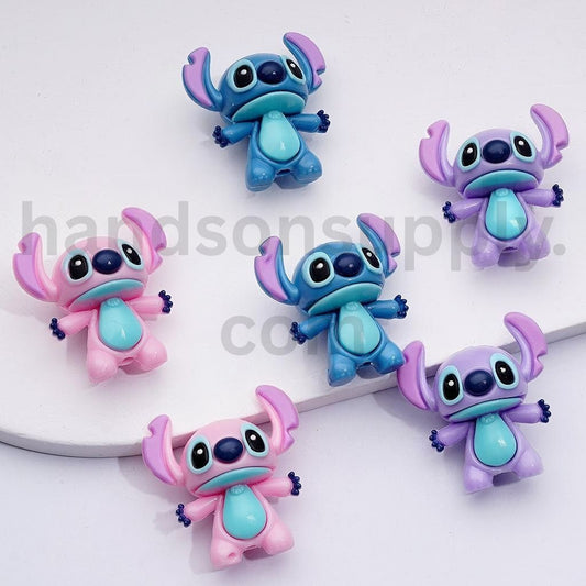 Mini Stitch-Inspired in Blue, Purple & Pink Soft PVC Rubber Beads Around 32*31MM