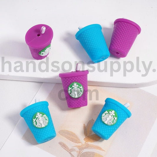 3D Cute Coffee Cup Bottle Theme with Straw Silicone Focal Bead Random Mix