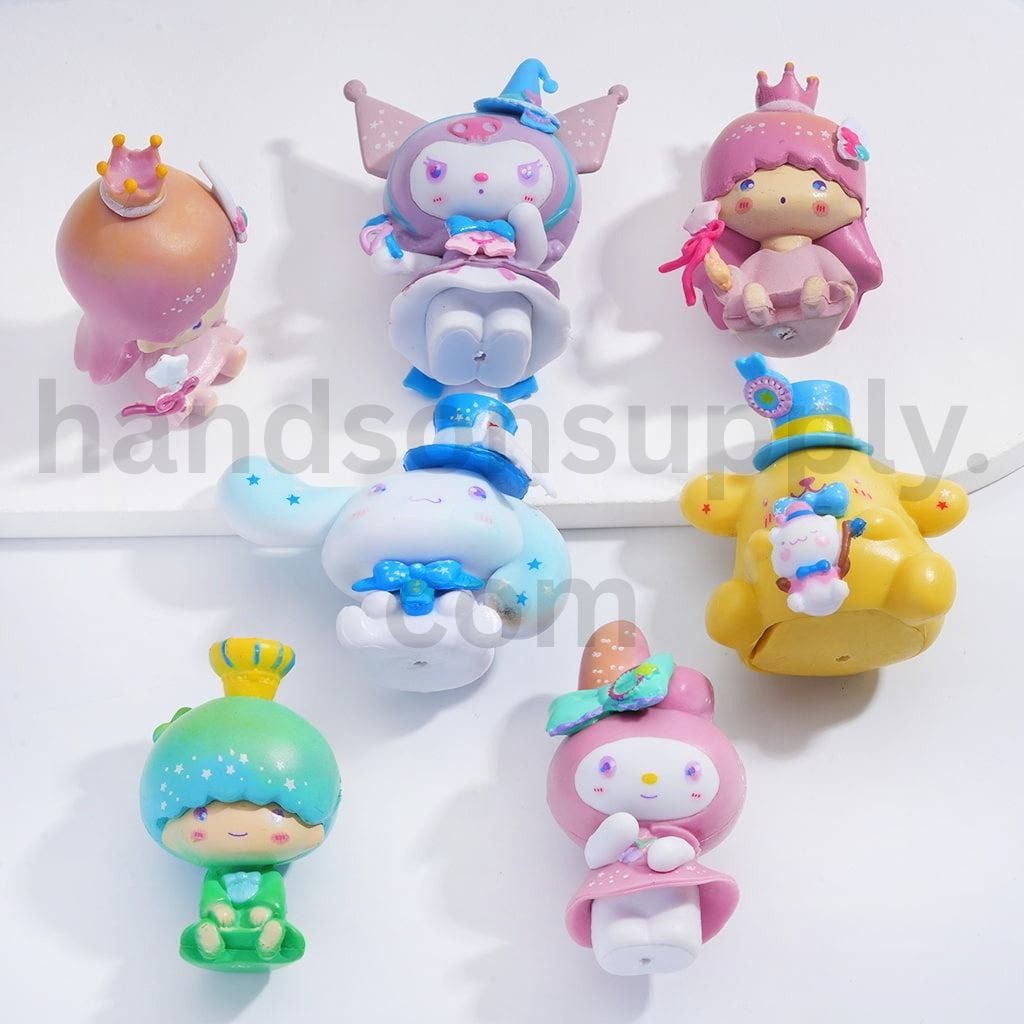 Cute Sanri Family Characters Kuromi, Cinnamoroll, Pom Pom Purin, My Melody, Little Twin Stars Acrylic Beads Pen Toppers & Pendants 45-60MM High, Random Mix