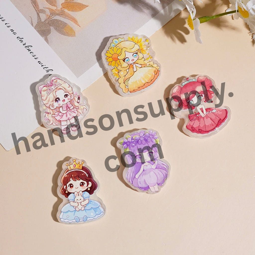 Cute Princess in Cartoon Style Character Acrylic Pendants, Assorted Styles, Random Mix