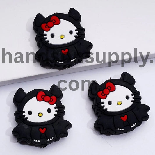 Black Bat Costume Cute Adorable Character Cat Halloween Silicone Focal Beads