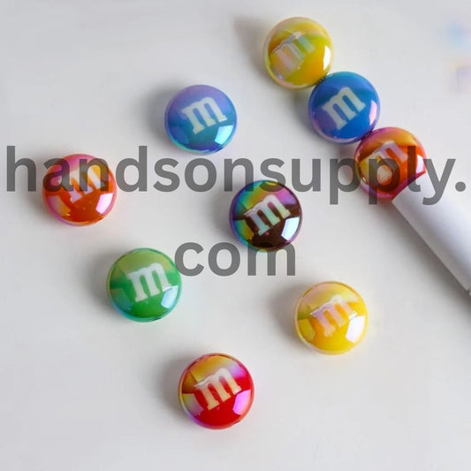 Colorful Candy Chip Chops Beans UV Coating Acrylic Beads, Random Mix, Around 18MM