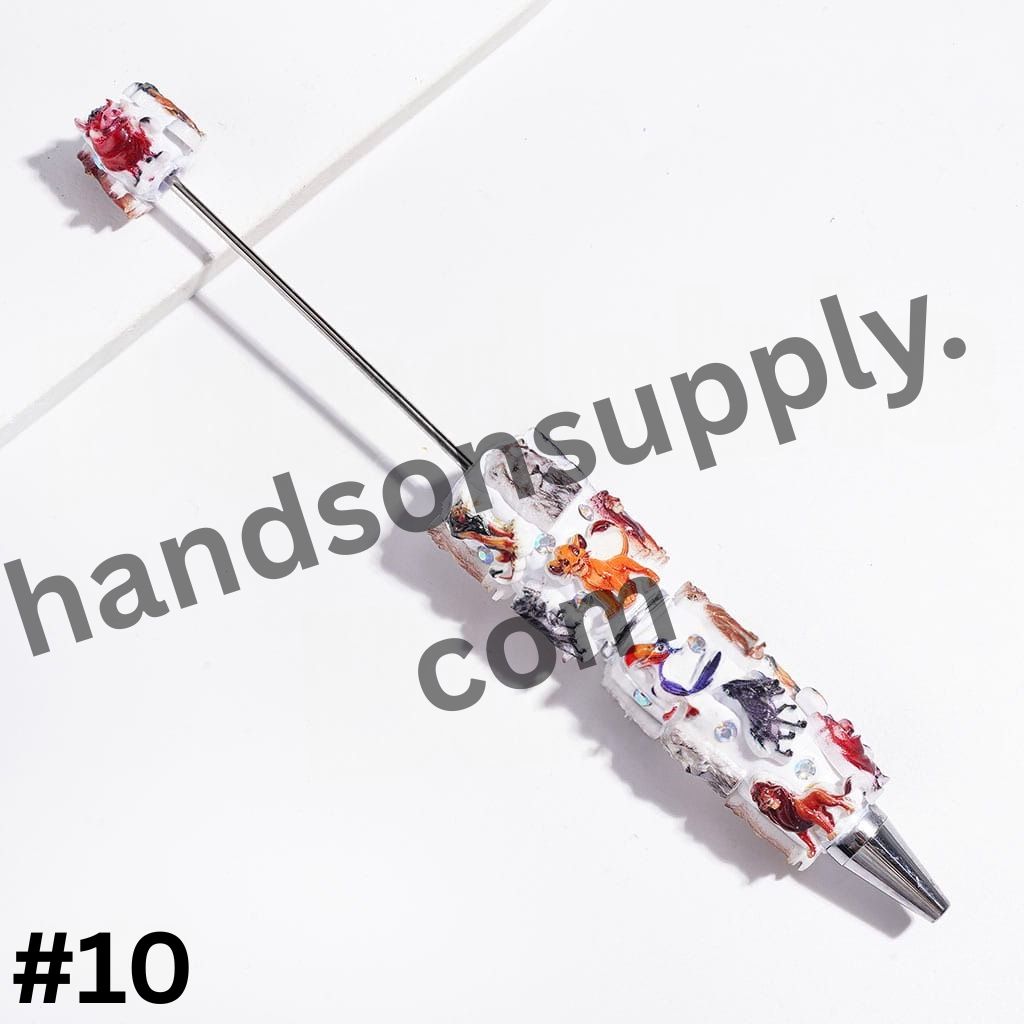 Iconic Lion Leader Character Series Design with Sparkling AB Rhinestones Beadable Clay Pens