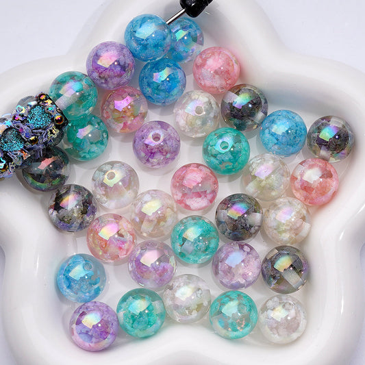 Glitter Luminous Small Clouds inside Translucent Color Acrylic Beads , Random Mix, 16mm