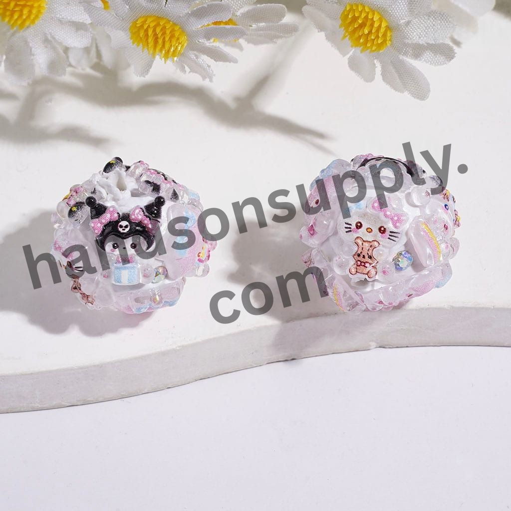 Cute Adorable Evil, Bunny Girl & Big-Eared Dog Character Series Clay Beads with AB Rhinestones, 20MM