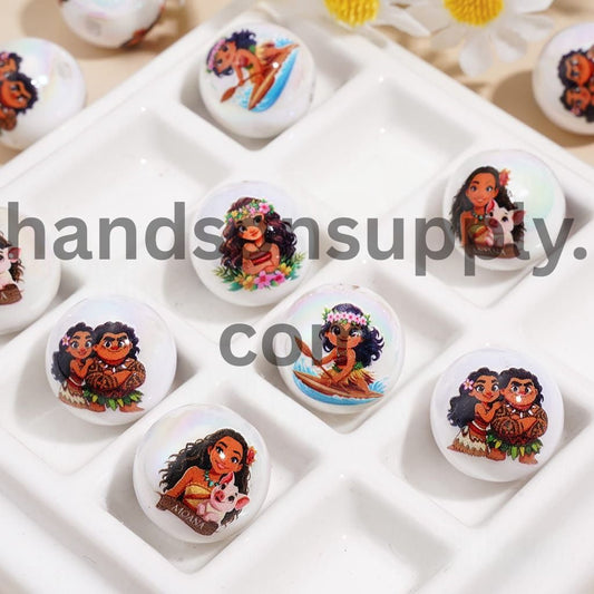 UV Coating Sea Navigator Adventure Girl Character Prints on Round Acrylic Beads for Bracelets 16MM Random Mix