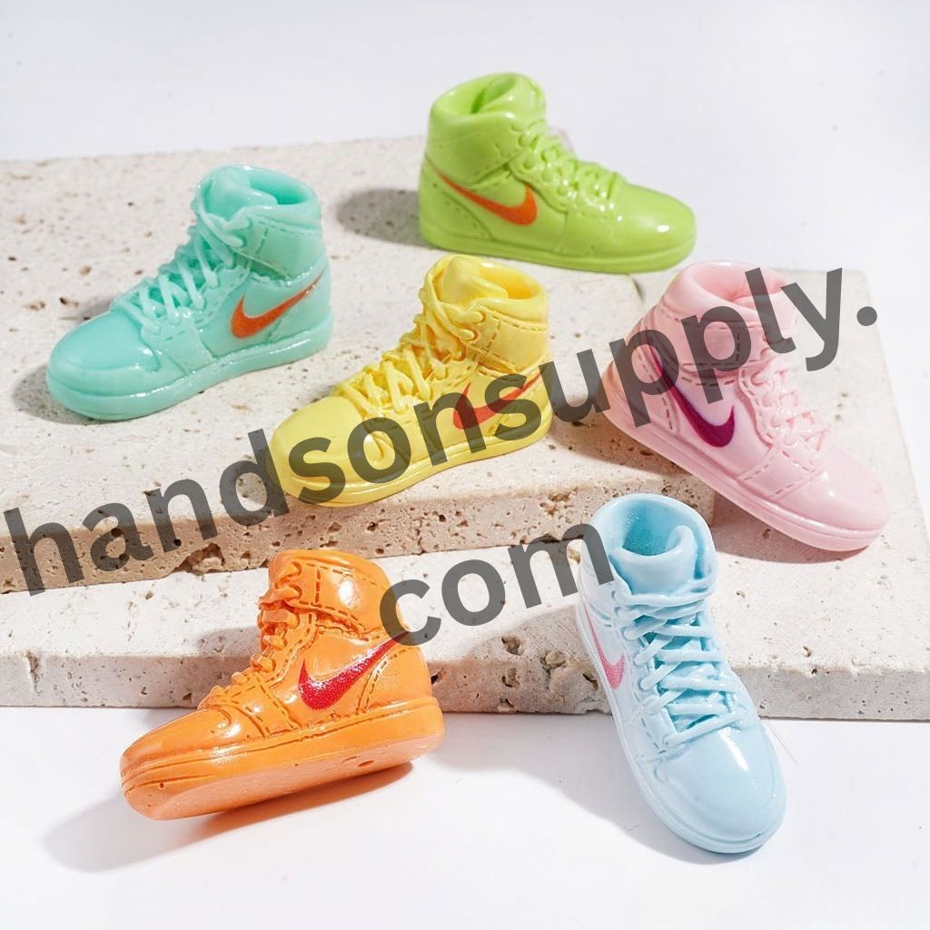 Sporty Basketball Sneaker Shoe Series Acrylic Beads, 26*42MM, Multicolor, Random Mix