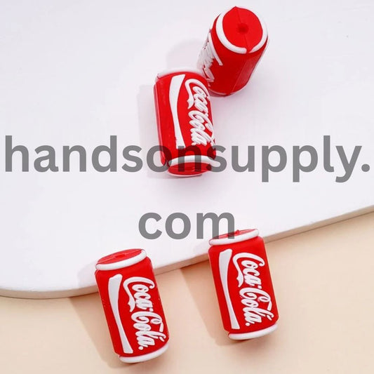 3D Mini Soda Can Red Tin Silicone Focal Beads