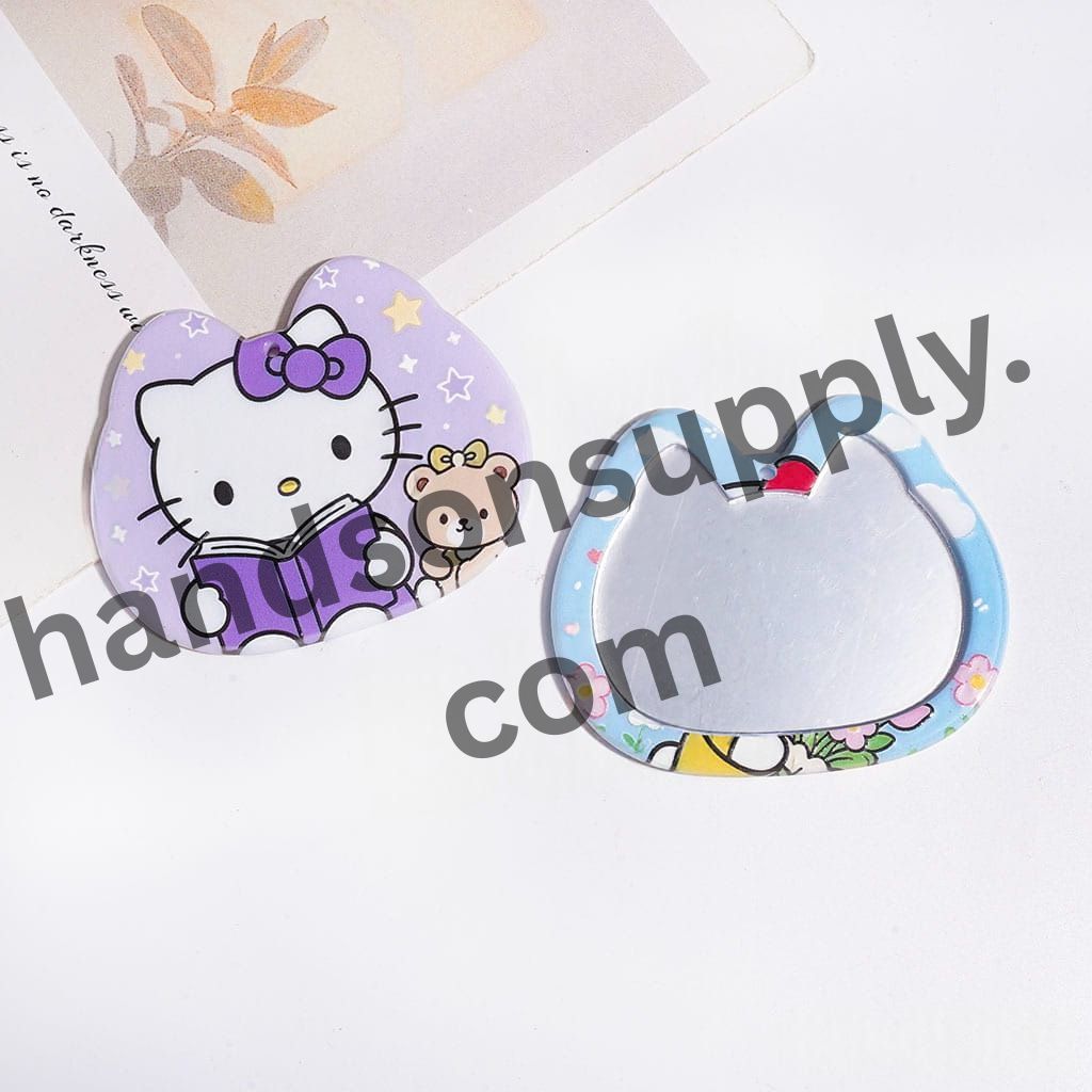 Various Cute Cat Character Illustrations Acrylic Mirror for DIY Pendants, 60*50MM, Random Mix