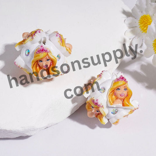 Fashion Doll Girl Princess Character with AB Rhinestones, Round Clay Beads, 20MM Random Mix