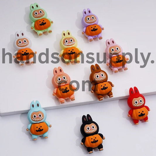 3D JoySprout Little Cute Monster Doll with Pumpkin Halloween Silicone Focal Beads, Random Mix