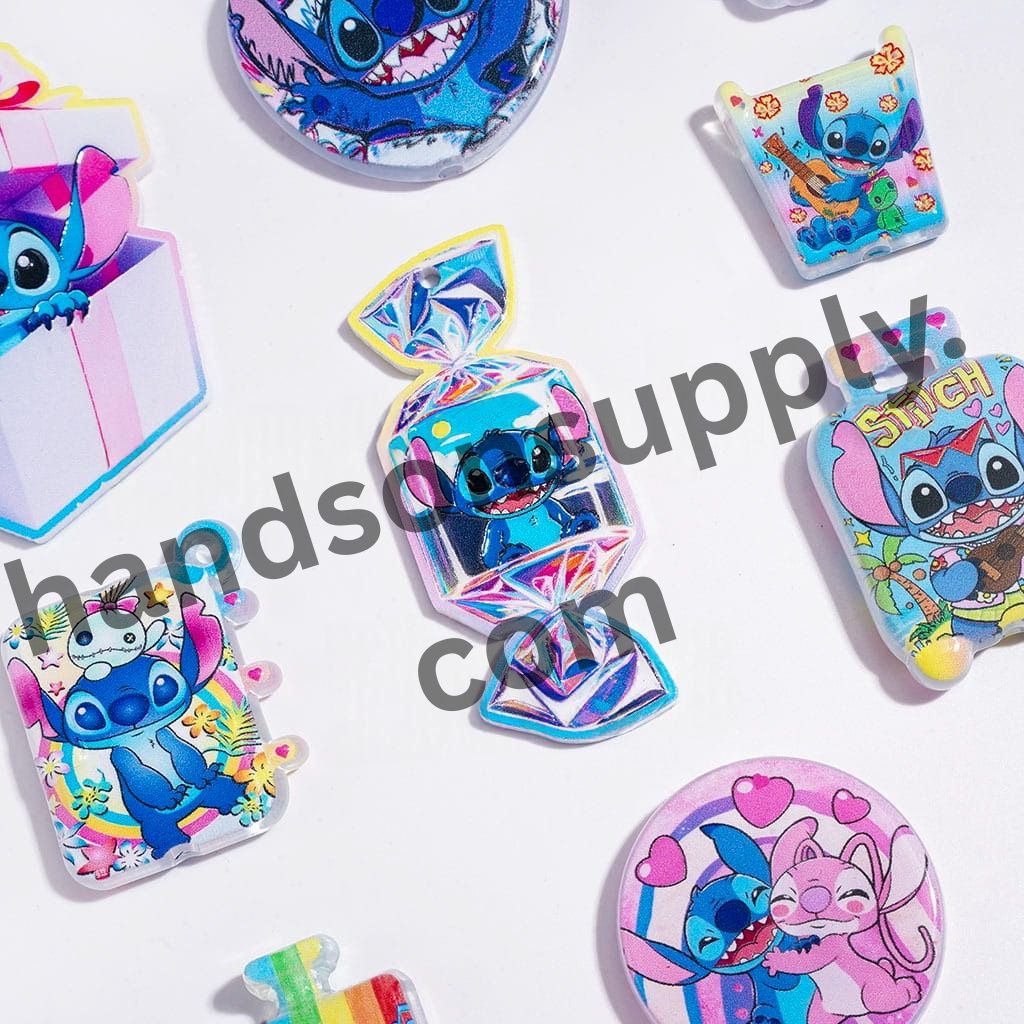 Adorable Blue and Pink Monster Character Design Series Acrylic Beads and Pendants, Random Mix