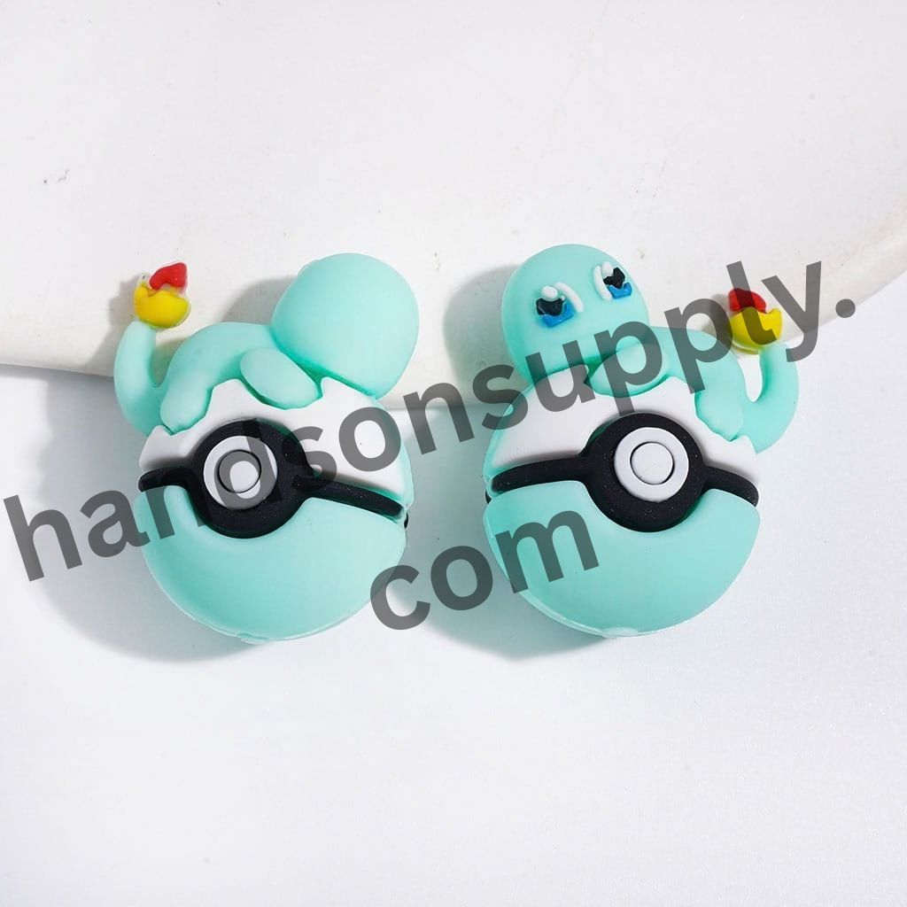 3D Adorable Fiery Dragon Character Resting on Magic Ball Silicone Focal Beads, 23*29MM, Multicolor