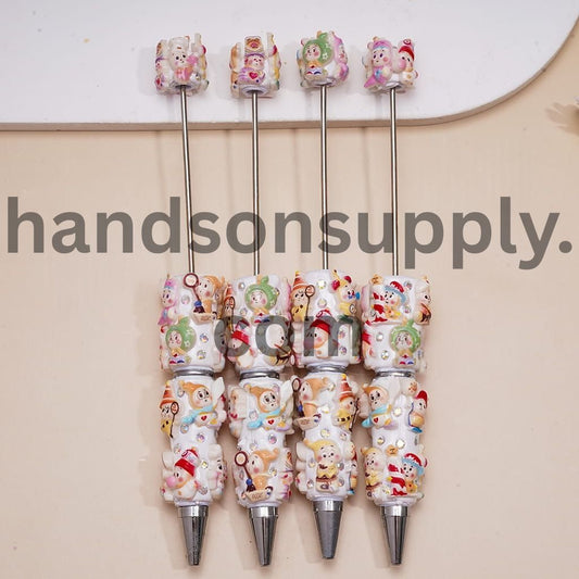 Cute Doll Characters in Various Style Beadable Clay Pens with AB Rhinestones