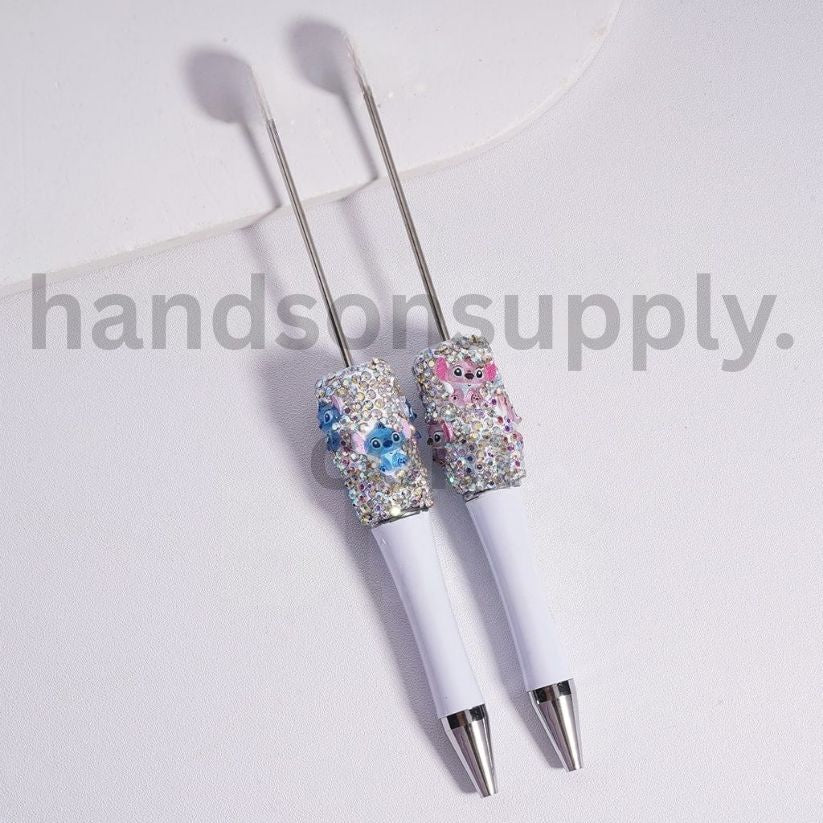 Cute Angel Stitch Charm Beadable Pen with Sparkling AB Rhinestones