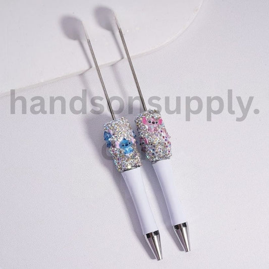 Cute Angel Stitch Charm Beadable Pen with Sparkling AB Rhinestones