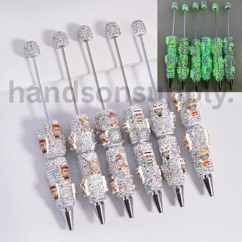 Luminous Labub in Various Costumes Beadable Clay Pen with AB Rhinestones