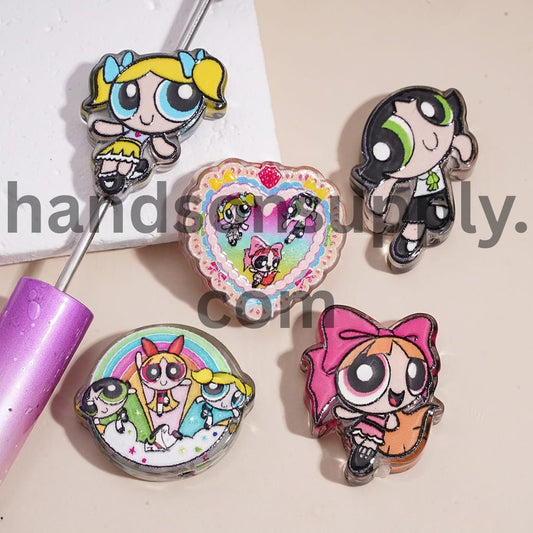 Brave Girl Police Character Semi-Clear Series in Various Style Acrylic Beads Random Mix