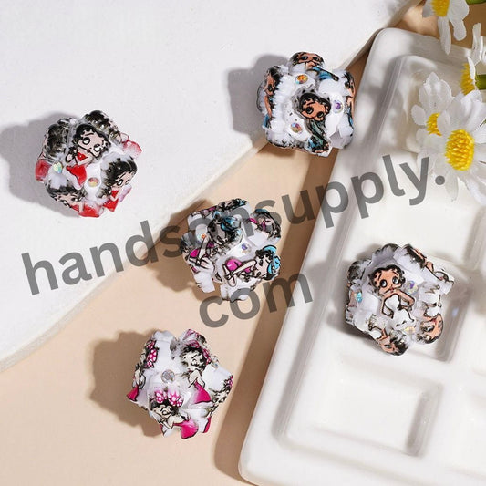 Betty Boop Various Dress Old Girl Character with AB Rhinestone Clay Beads, 20*20MM, Random Mix