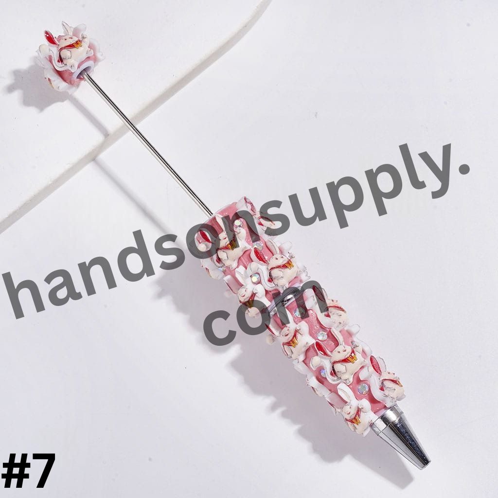 Cute Monster Character Series Design with Sparkling AB Rhinestones Beadable Clay Pens