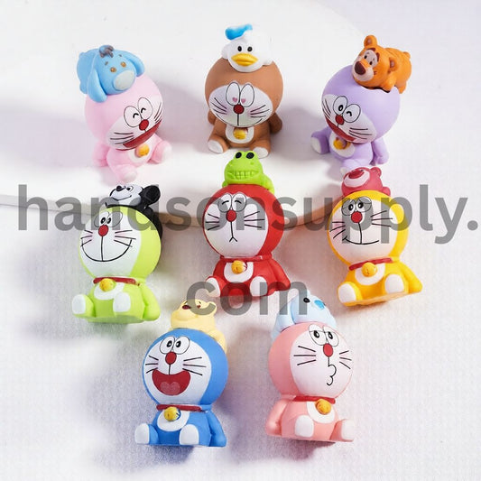 Japanese Robot Cat Character Figurines Multi-Color Acrylic Beads & Pen Toppers, Random Mix  (Size Varies Between 50 to 53 MM Depending on Figurine)