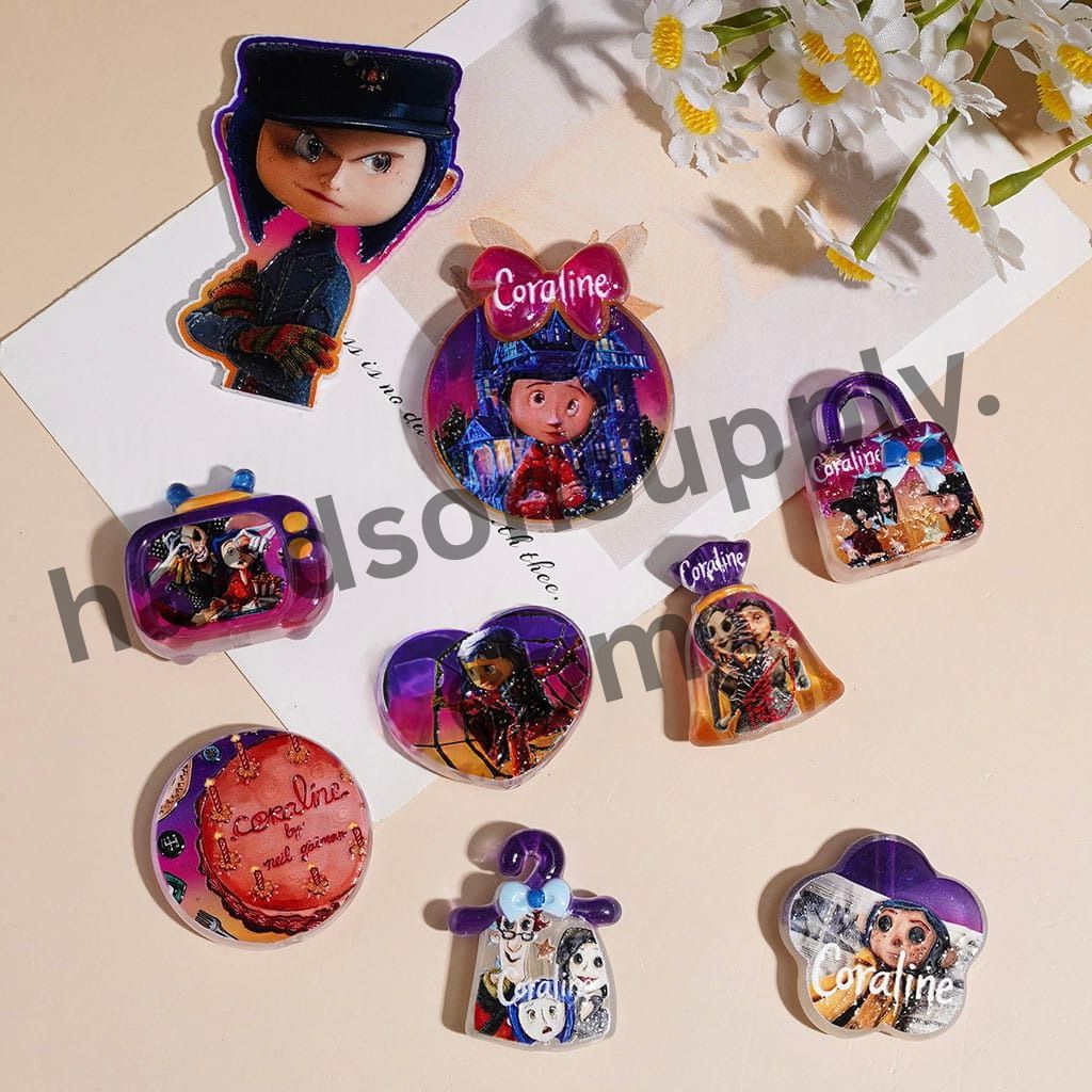 Spooky Fantasy Girl Ghost Mother Character Acrylic Beads Pendants, Assorted Shapes, Random Mix