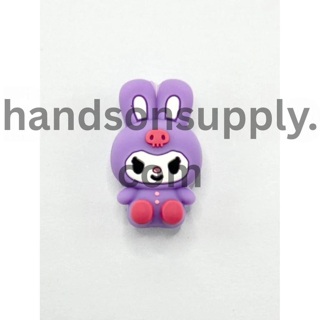 Cute Adorable Character Purple Bunny Rabbit 3D Little Silicone Focal Beads