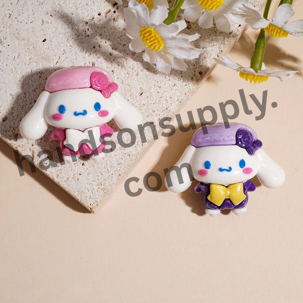 Cute Big-Eared Dog Puppy Character with Bowtie and Hat Soft PVC Rubber Beads Height 27MM Multi-Color Random Mix