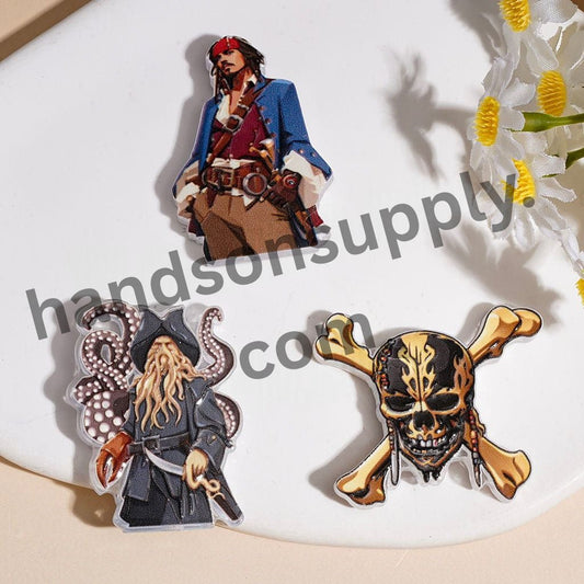 Pirate Adventure Captain Character and Skull Series Acrylic Beads, Various Styles Random Mix