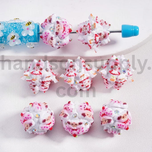 Strawberry Girl Round Clay Beads with AB Rhinestones 20mm
