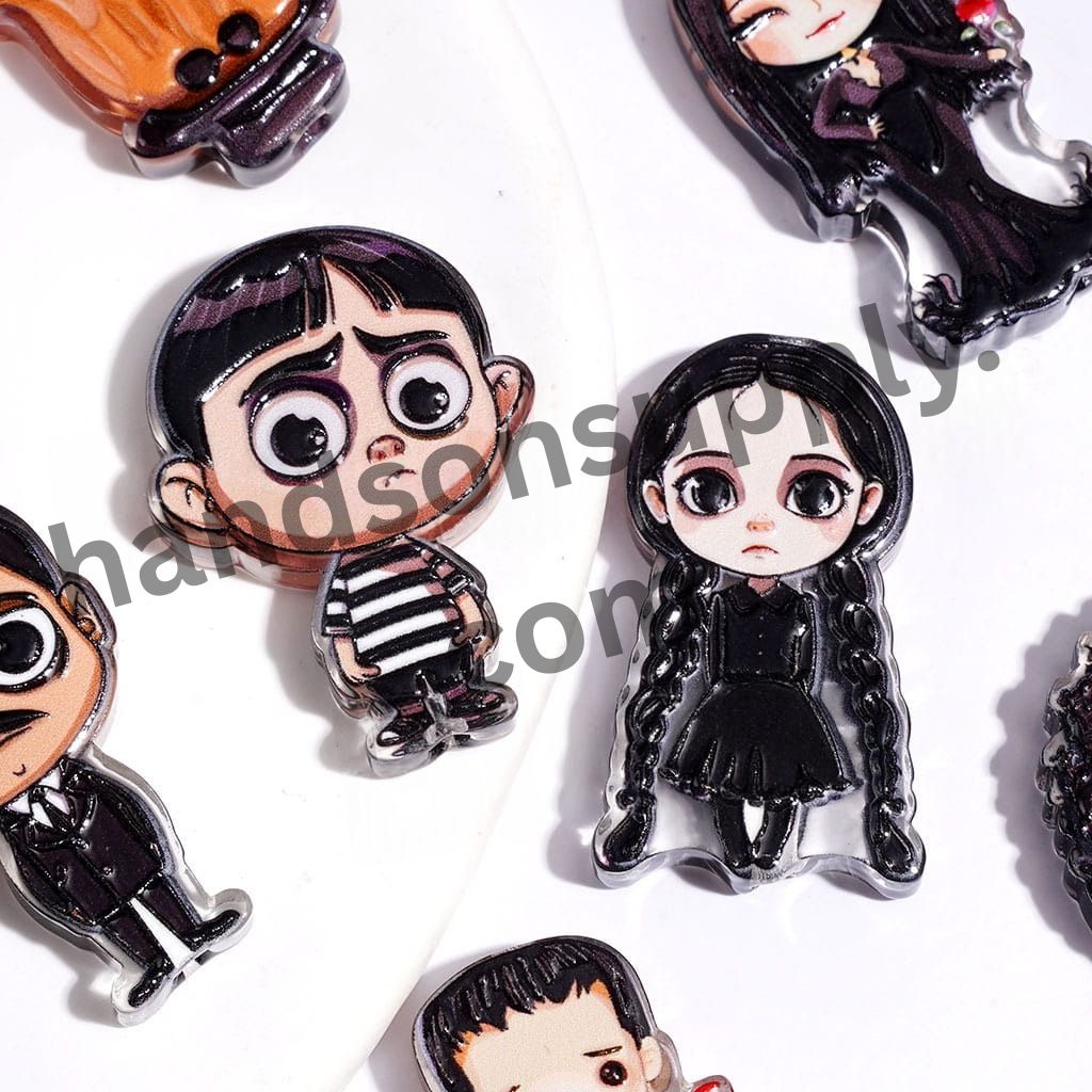 Gothic Family Character, Halloween Theme Acrylic Beads, 30MM, Assorted Shapes, Random Mix