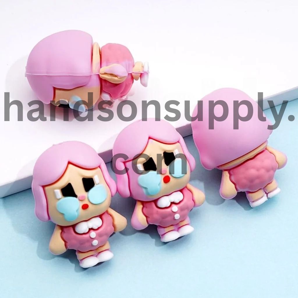 3D CutieBuddy Pink Cute Girl Silicone Focal Beads