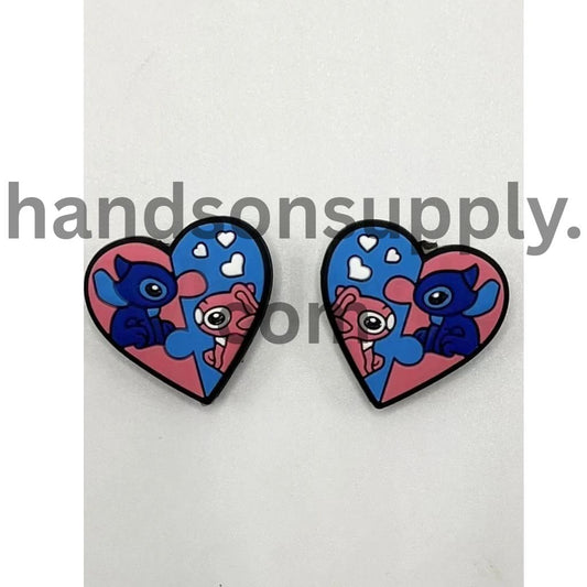 Blue Monster Heart Space Fuzzbit Silicone Focal Beads (ship out in around 4-6 Days after ordering)