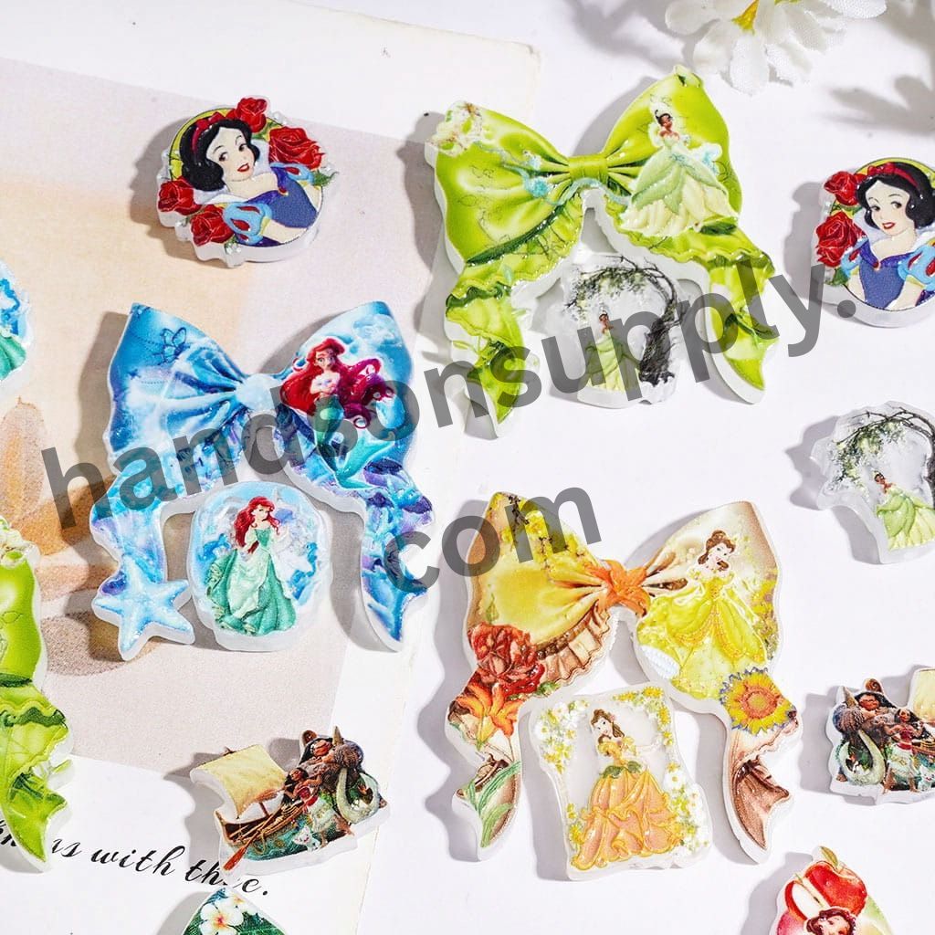 Cute Adorable Tiny Pretty Disney Princess Series Bow & Ornament Acrylic Beads Random Mix (Please Read Description)