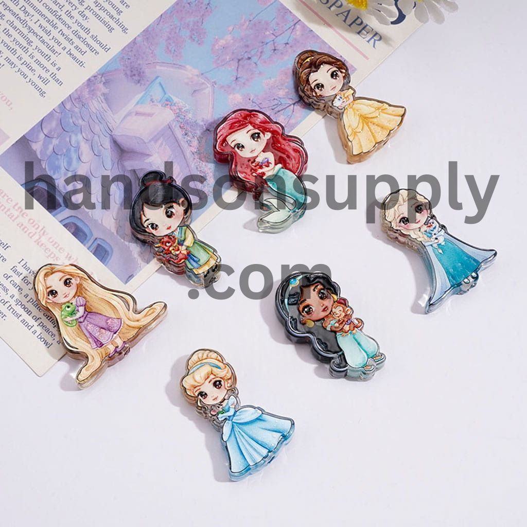 Classic Animation Beautiful Princess Character Series Clear Acrylic Beads, Random Mix