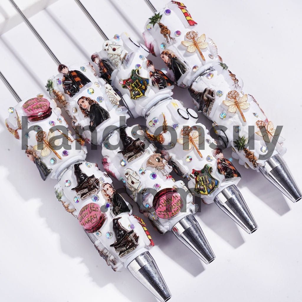 Magical Wizard Theme Boy Character Series, Beadable Clay Pen with AB Rhinestones