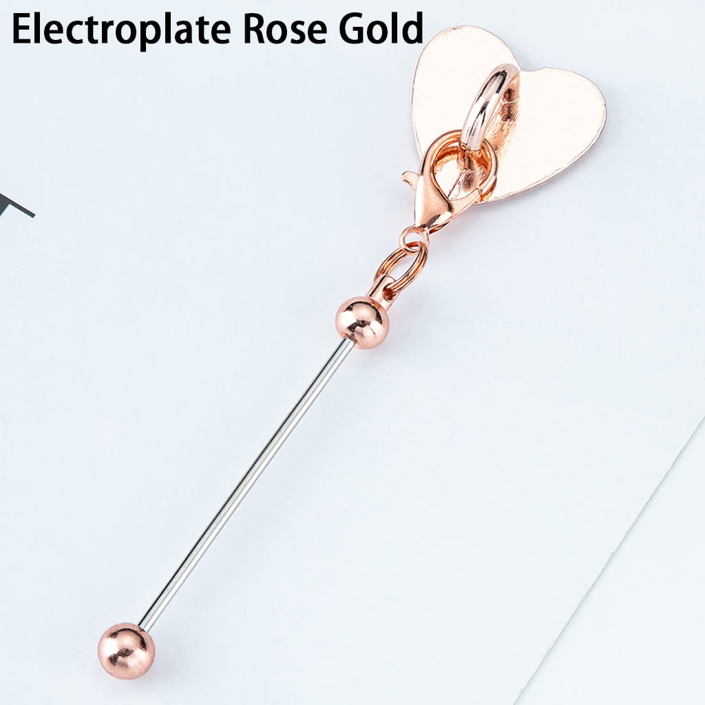 DIY Beadable Keychain Bar with Mini Lobster Clasp & Heart Accessories, 9.6*2.5CM