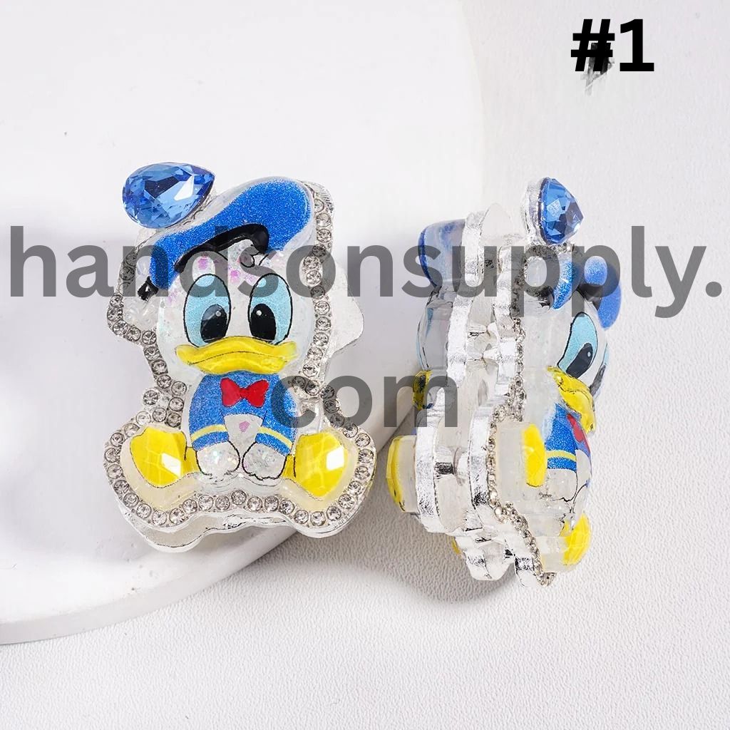 Glittery Girl Boy Mouse & Duck Series Silver Color Metal Beads with Clear Rhinestones