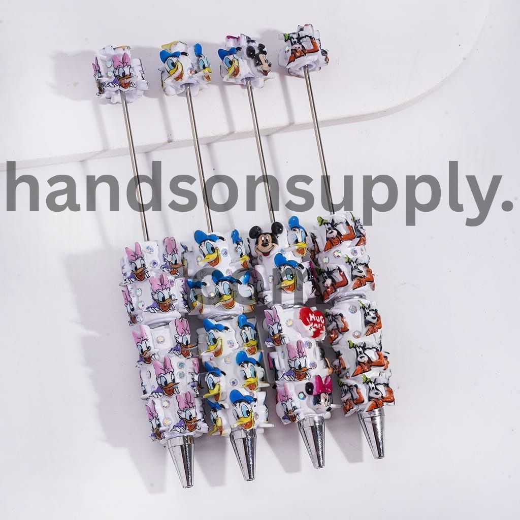 Classic Animation Family & Animal Character Series with AB Rhinestones Beadable Clay Pens
