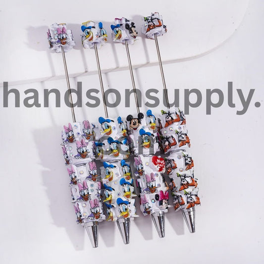 Classic Animation Family & Animal Character Series with AB Rhinestones Beadable Clay Pens