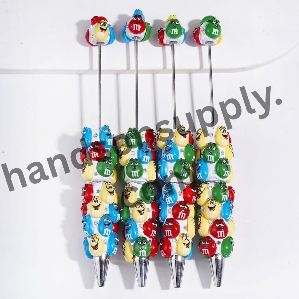 Playful Assorted Expression Candy Chip Designs with Sparkling AB Rhinestone Beadable Clay Pens