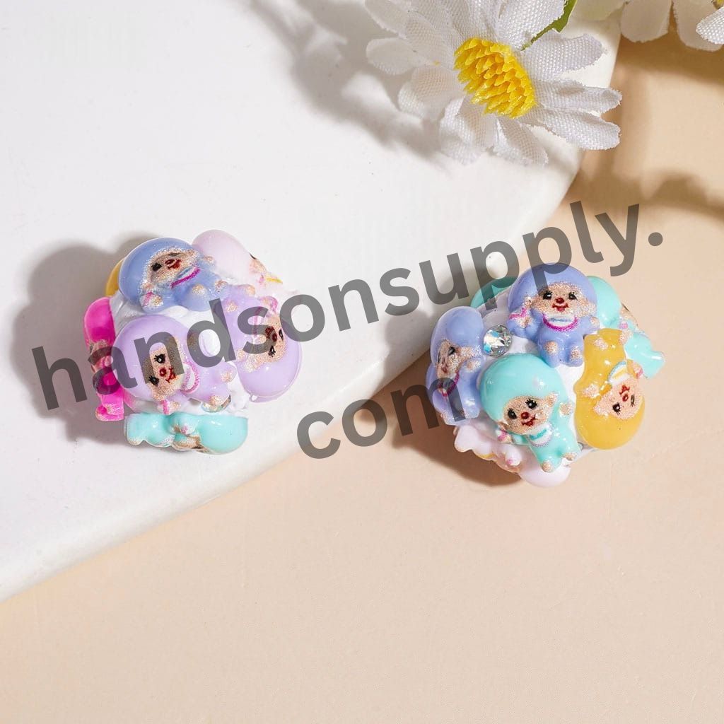 Cute Cartoon Girl Monkey Doll in Macaron Colors Character Silicone Focal Beads, 18MM, Multi-Color Random Mix