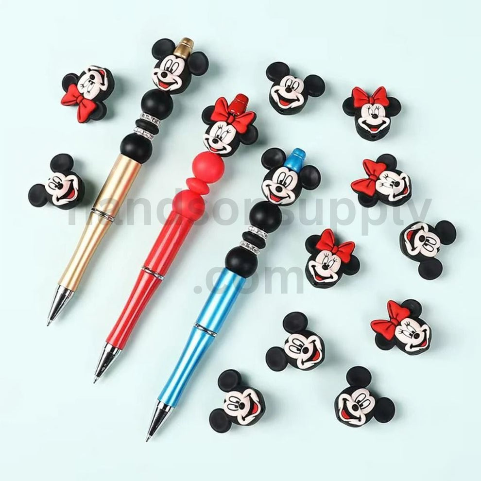 Cute Classic Animation Micke & Minie Mouse Head Silicone Focal Beads ...