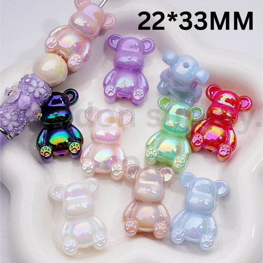 UV Coated Bearbric Style 33×22MM Solid Color Acrylic Beads Single Option Available
