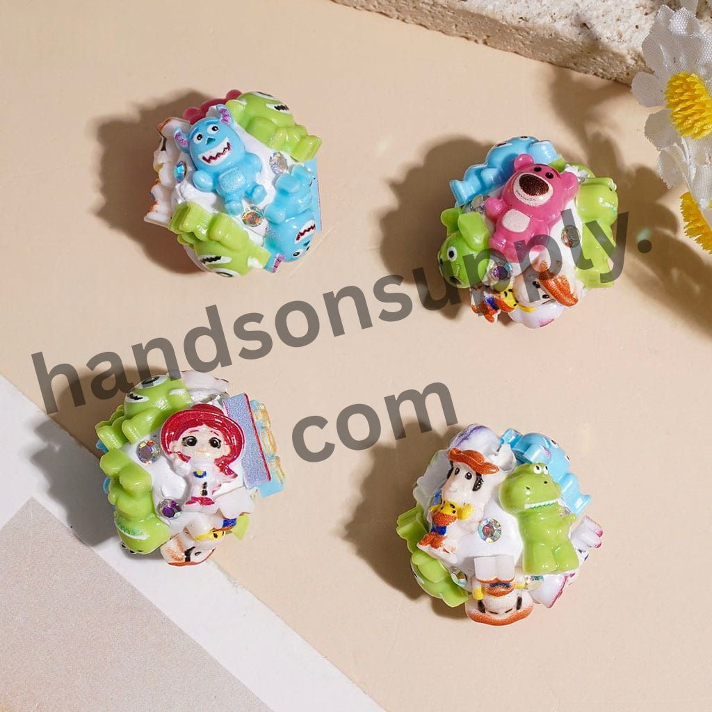 Cute Colorful Cartoon Toy Adventure Character Clay Beads with AB Rhinestones, 20MM