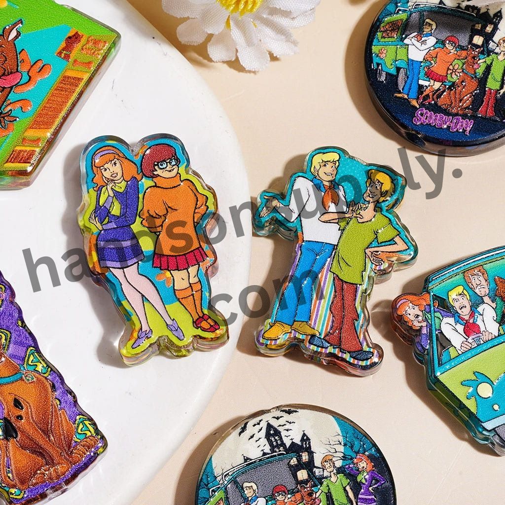 Silly Detective Dog Character Mysterious Mystery Agency Theme Acrylic Beads, Variant Designs, Random Mix