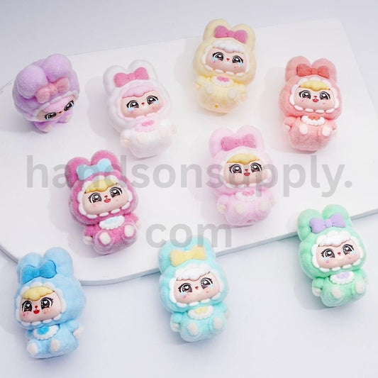 Cute Flocked Babythre Design Acrylic Pendant Beads Pen Toppers & Jewelry Accessories, 44*30MM