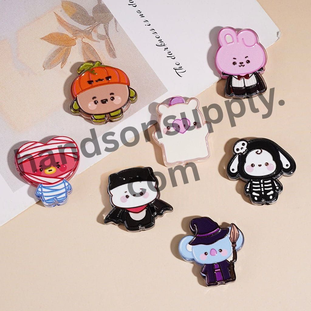 Korea Boy Group Cartoon Character Image Series Semi-Clear Acrylic Beads, Assorted Designs, Random Mix
