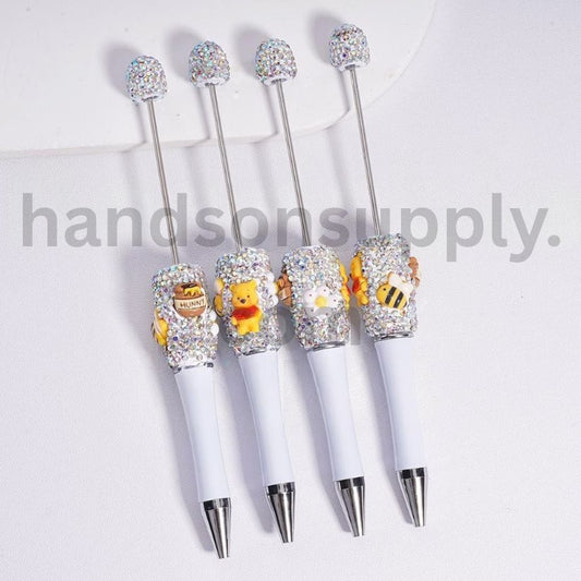 Sparkling Winnie the Pooh Beadable Pen with  AB Rhinestones Hunny Pot & Bee
