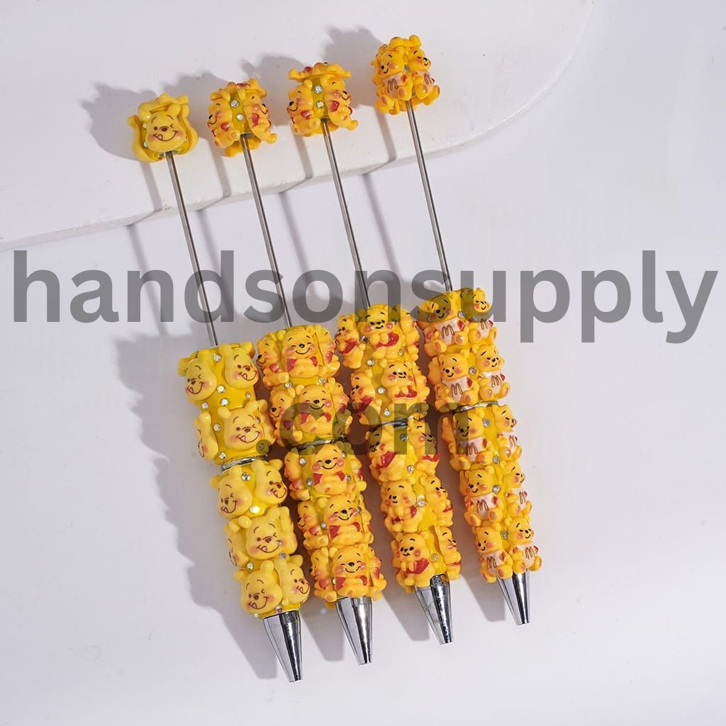 Yellow Honey Bear Series and AB Rhinestones Beadable Clay Pens